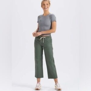 Vuori Wide Leg Drawstring Pants in Olive Green